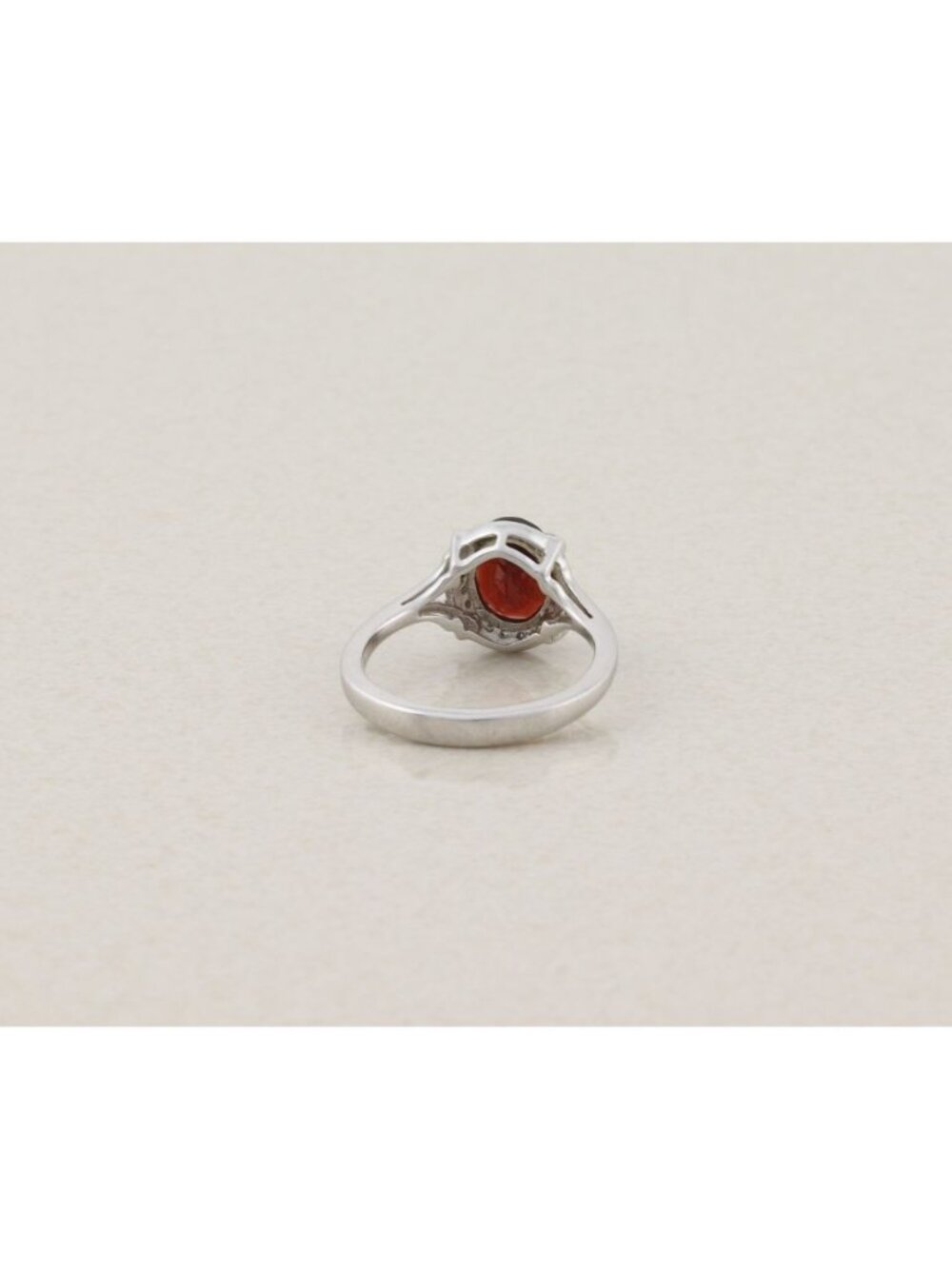Sterling Silver Natural Garnet, Black Diamond, White Diamond Ring Size 7 1/4 - Picture 7 of 7